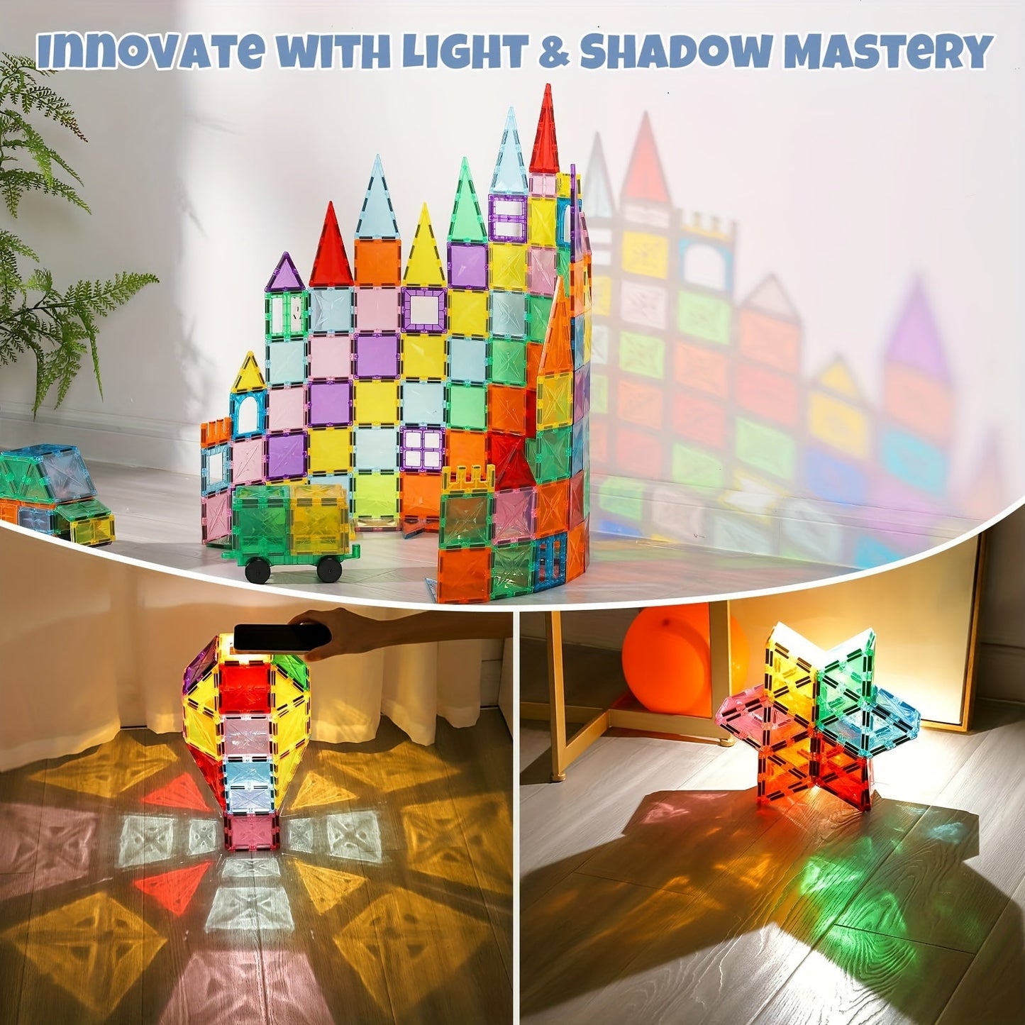 Diamond Magnetic Building Tiles & 2 Cars Set