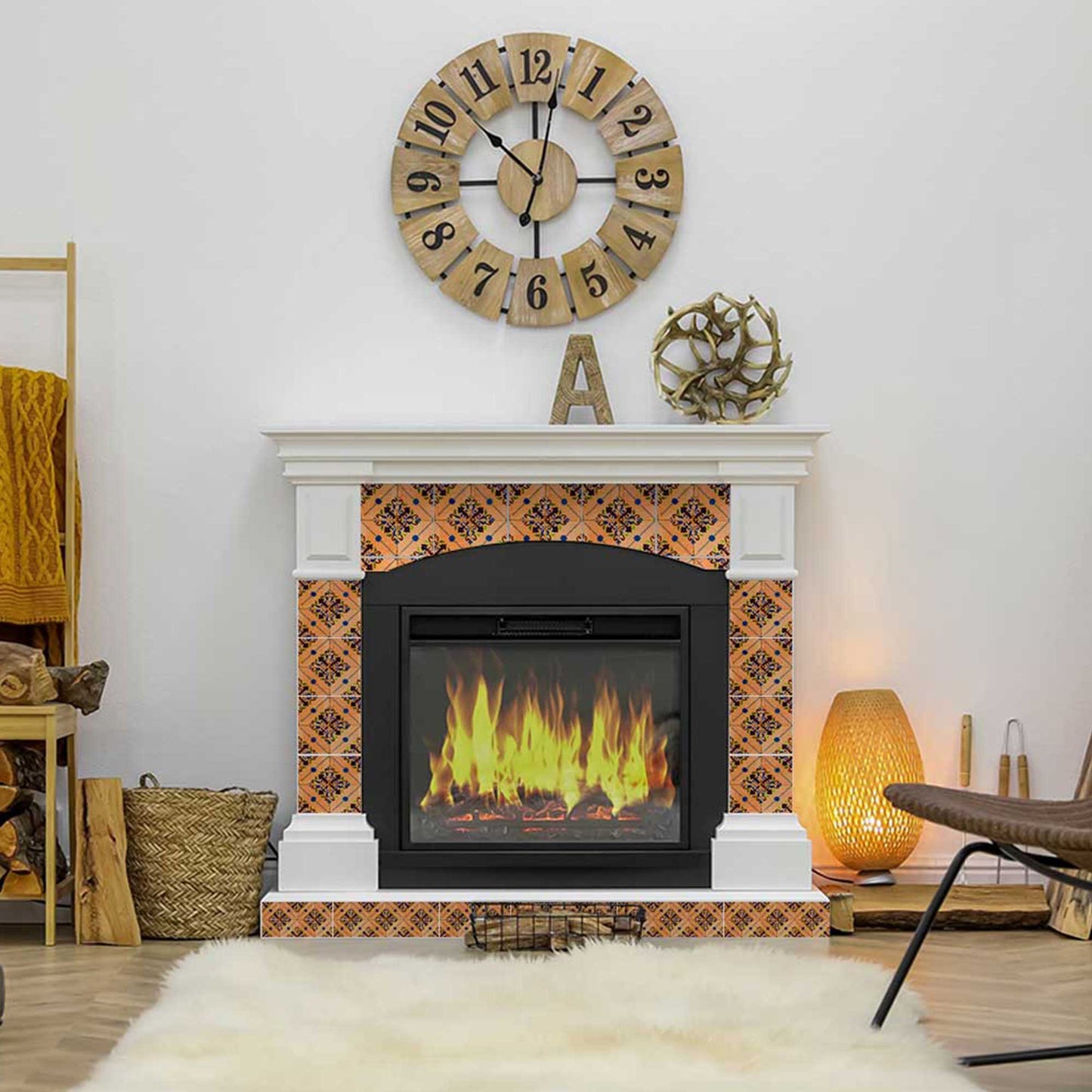 Vintage Spanish Tile Stickers home decoration Orange backsplash Model - H8-4