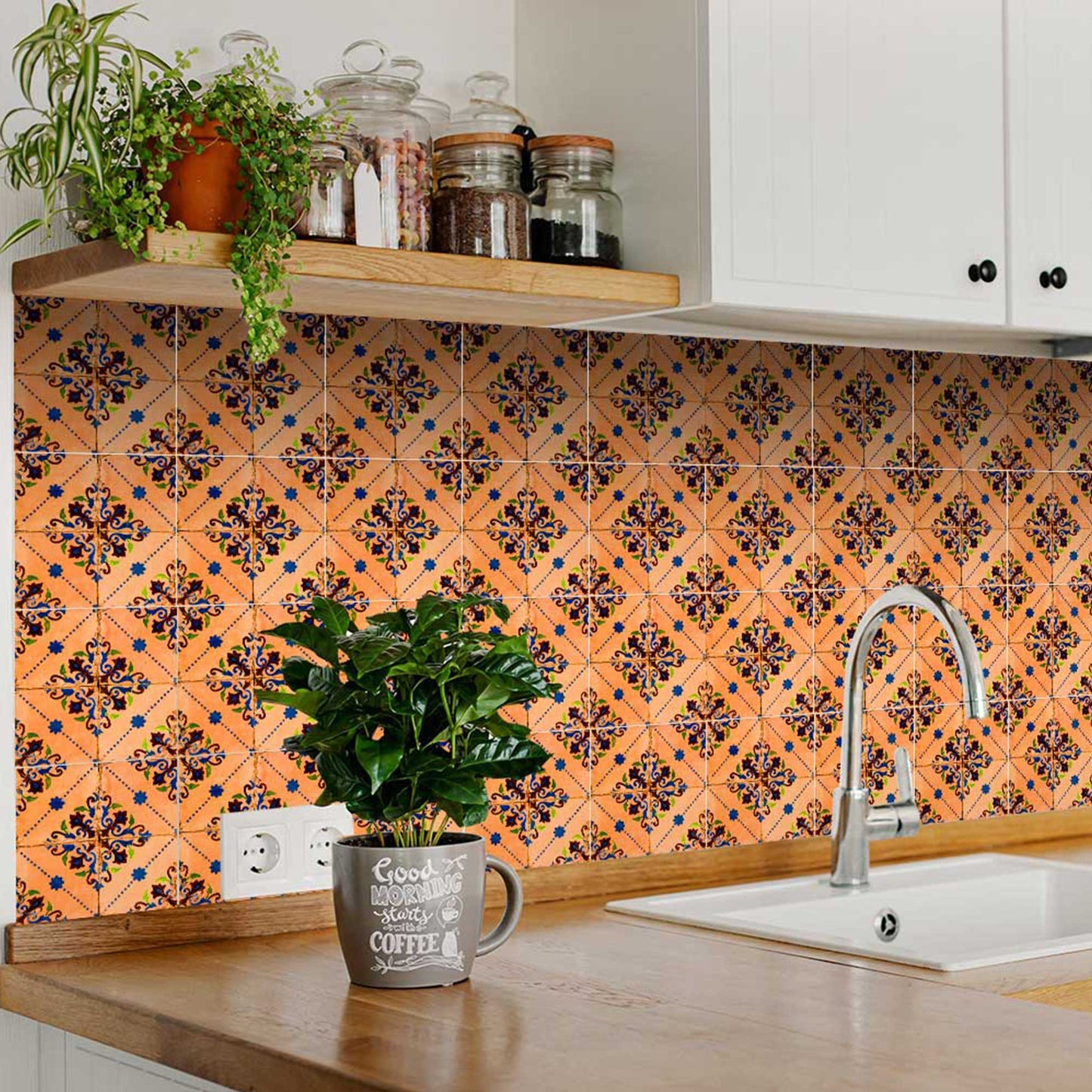 Vintage Spanish Tile Stickers home decoration Orange backsplash Model - H8-1
