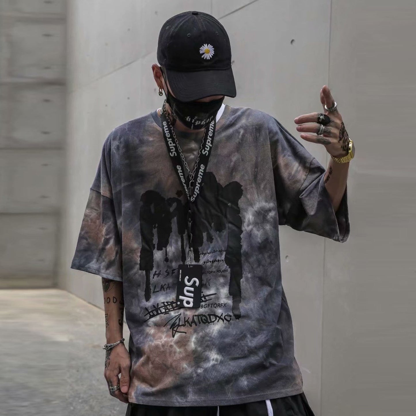 Tie Dye Print T Shirt Men Vintage Casual Cotton Tshirt Male Harajuku Streetwear Short Sleeve Shirts Hip Hop