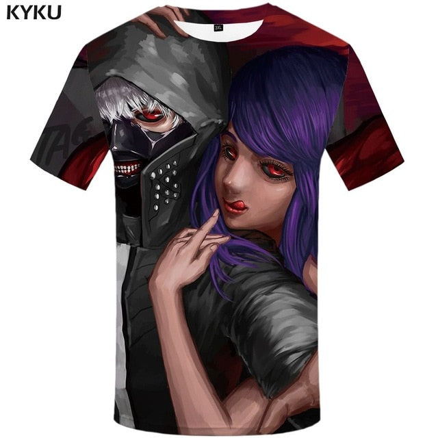 Tokyo Ghoul T-shirt Men Ken Kaneki T-shirts 3d Graffiti Tshirt Printed Japan Tshirts Casual Blood Anime Clothes