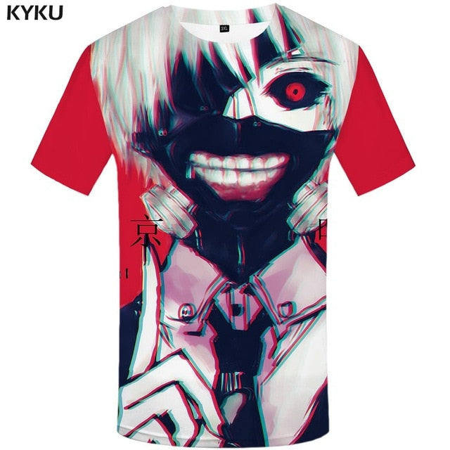 Tokyo Ghoul T-shirt Men Ken Kaneki T-shirts 3d Graffiti Tshirt Printed Japan Tshirts Casual Blood Anime Clothes