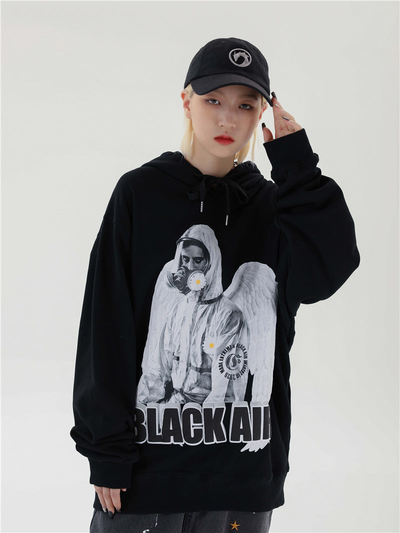 Reflective Astronaut Angel Print Sweatshirts Hoodies Autumn Men Casual Funny Pullover Hooded Hoodie Hip Hop Cotton Tops
