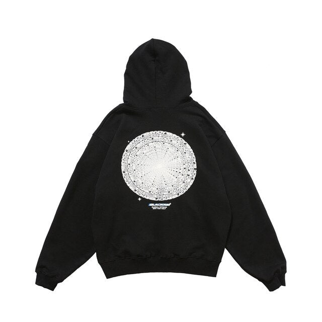 Reflective Geometry Circle Hooded Sweatshirts Hoodies Men Harajuku Casual Pullover Hoodie Hip Hop Cotton Tops