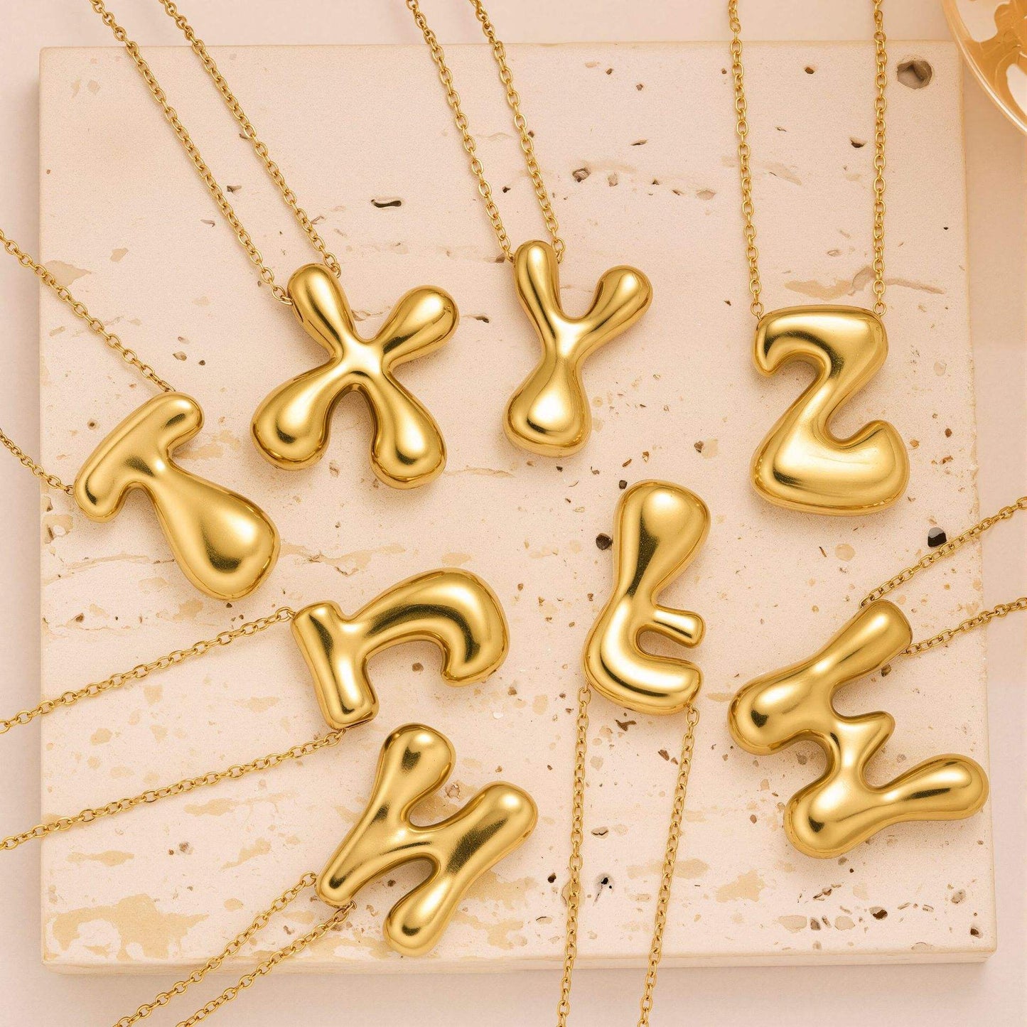 Initial Bubble Letter Necklace-3