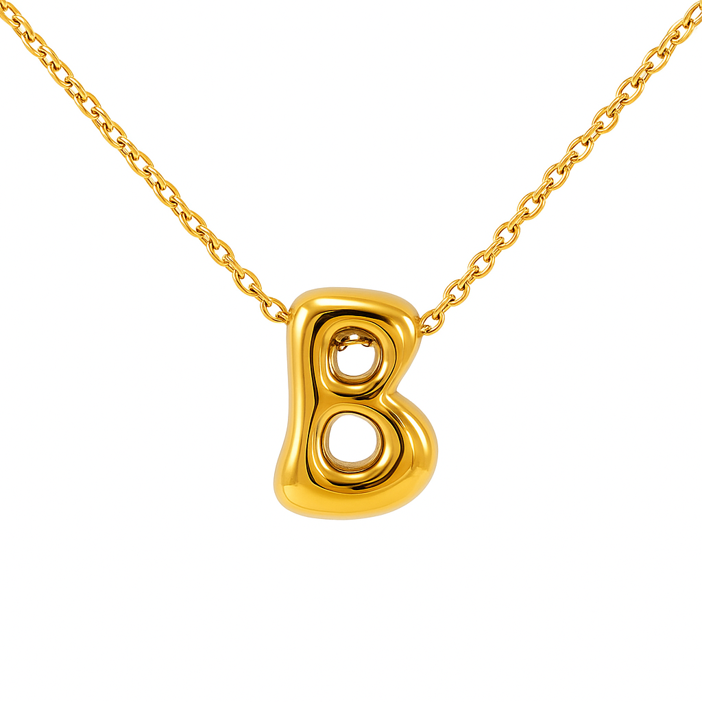 Initial Bubble Letter Necklace-4