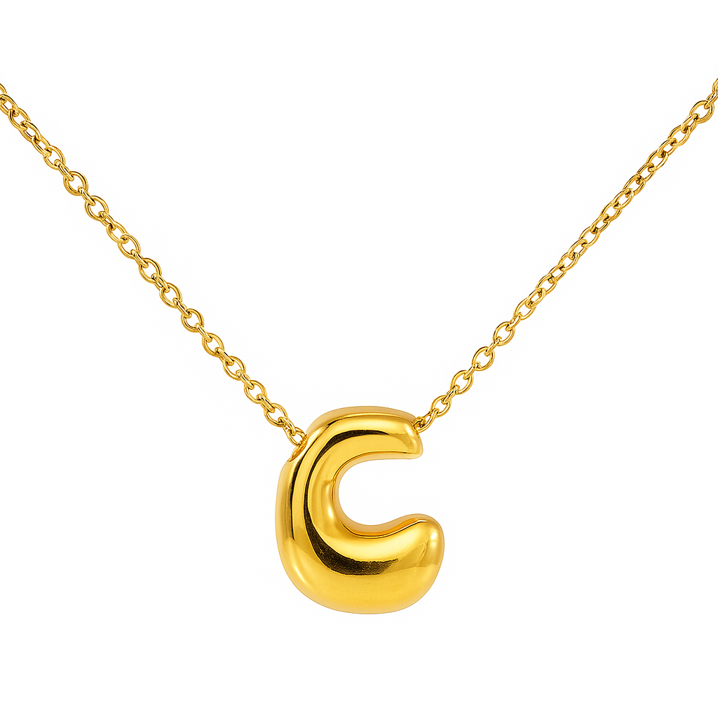 Initial Bubble Letter Necklace-5