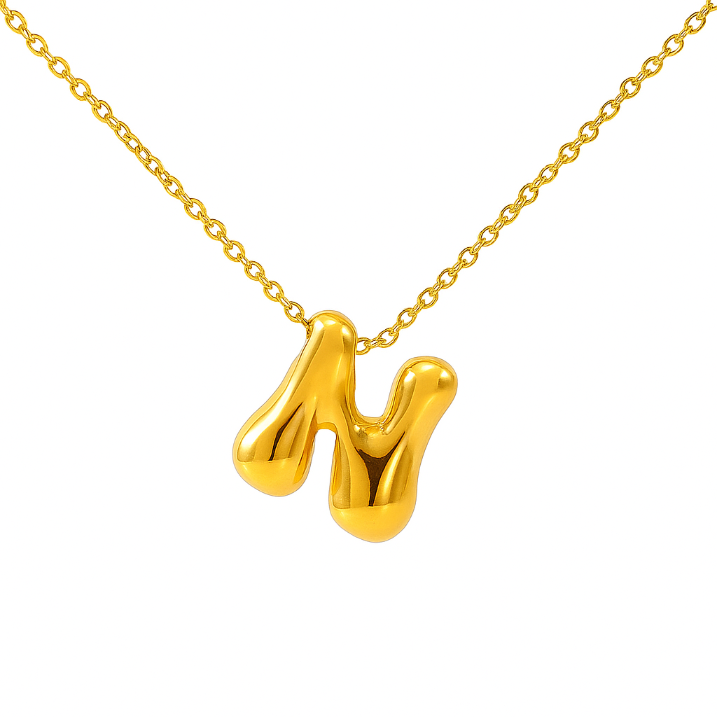 Initial Bubble Letter Necklace-16