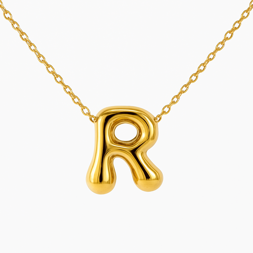 Initial Bubble Letter Necklace-20