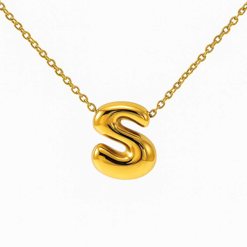 Initial Bubble Letter Necklace-21