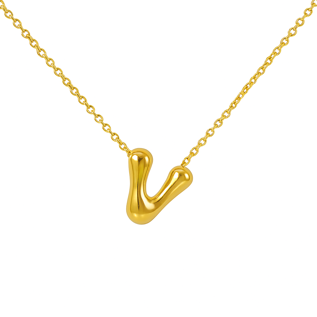 Initial Bubble Letter Necklace-24