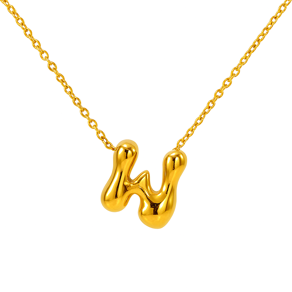 Initial Bubble Letter Necklace-25