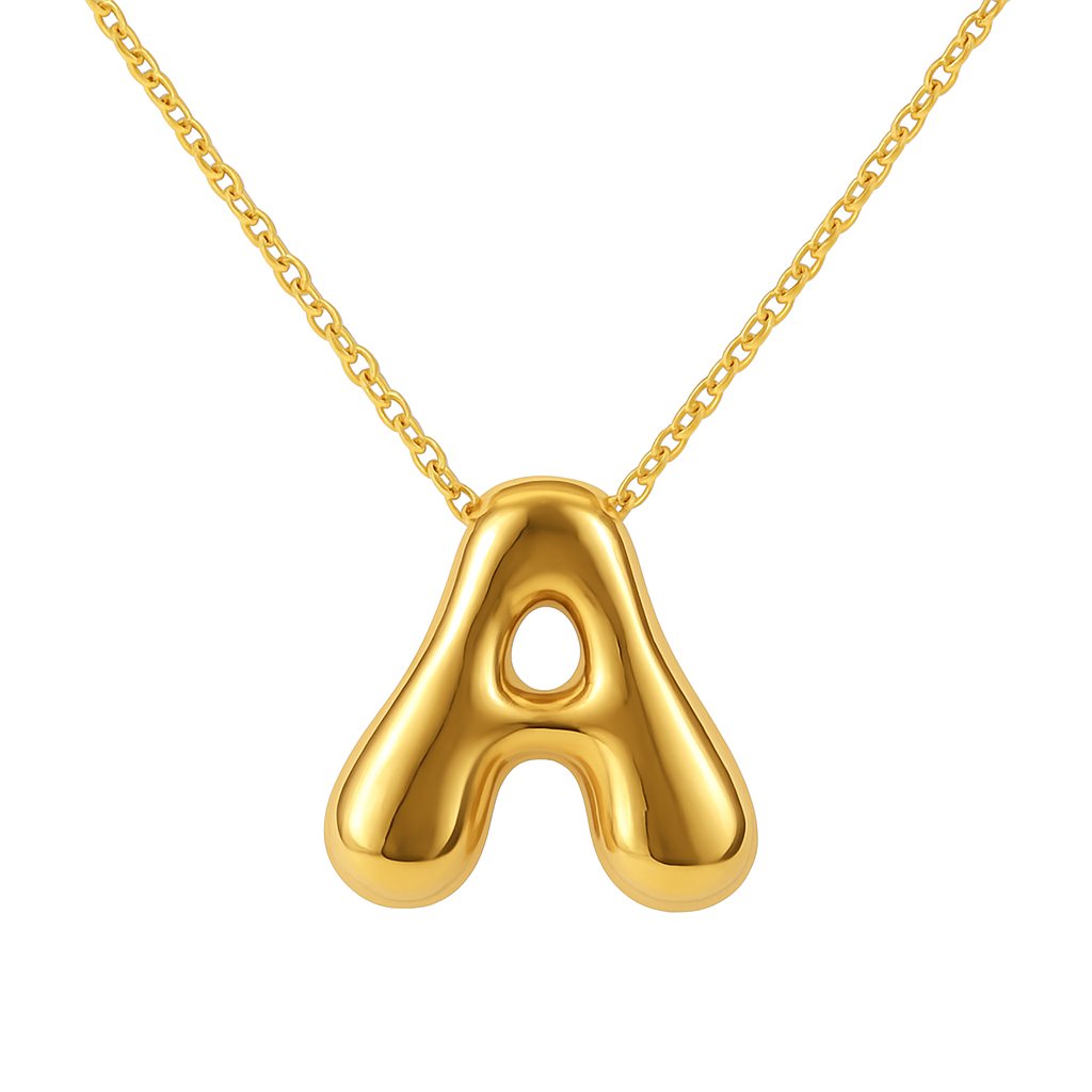 Initial Bubble Letter Necklace-1