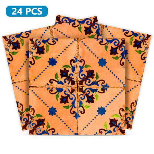 Vintage Spanish Tile Stickers home decoration Orange backsplash Model - H8-0