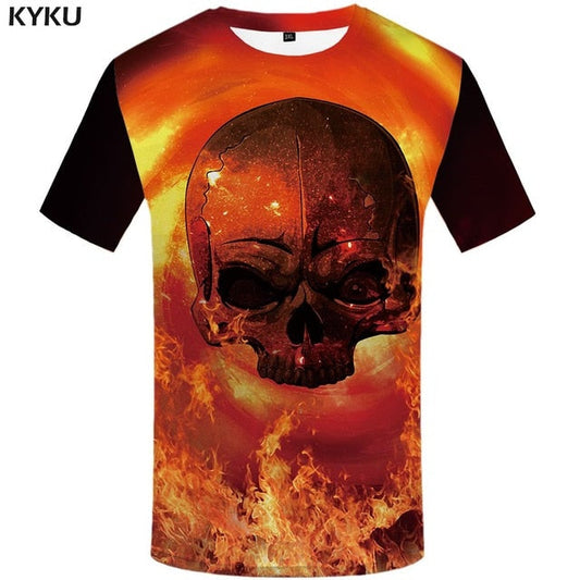 Skull T-shirt Men Flower Tshirts Casual Character Anime Clothes Harajuku Tshirt Printed Animal T-shirts 3d