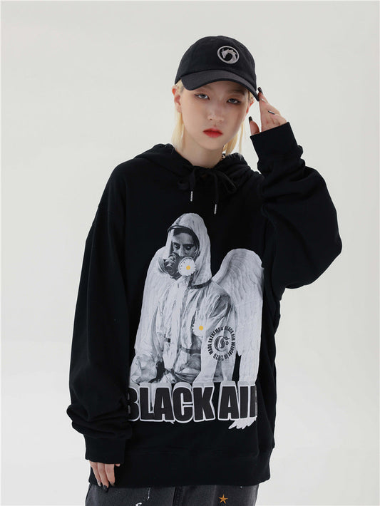 Reflective Astronaut Angel Print Sweatshirts Hoodies Autumn Men Casual Funny Pullover Hooded Hoodie Hip Hop Cotton Tops