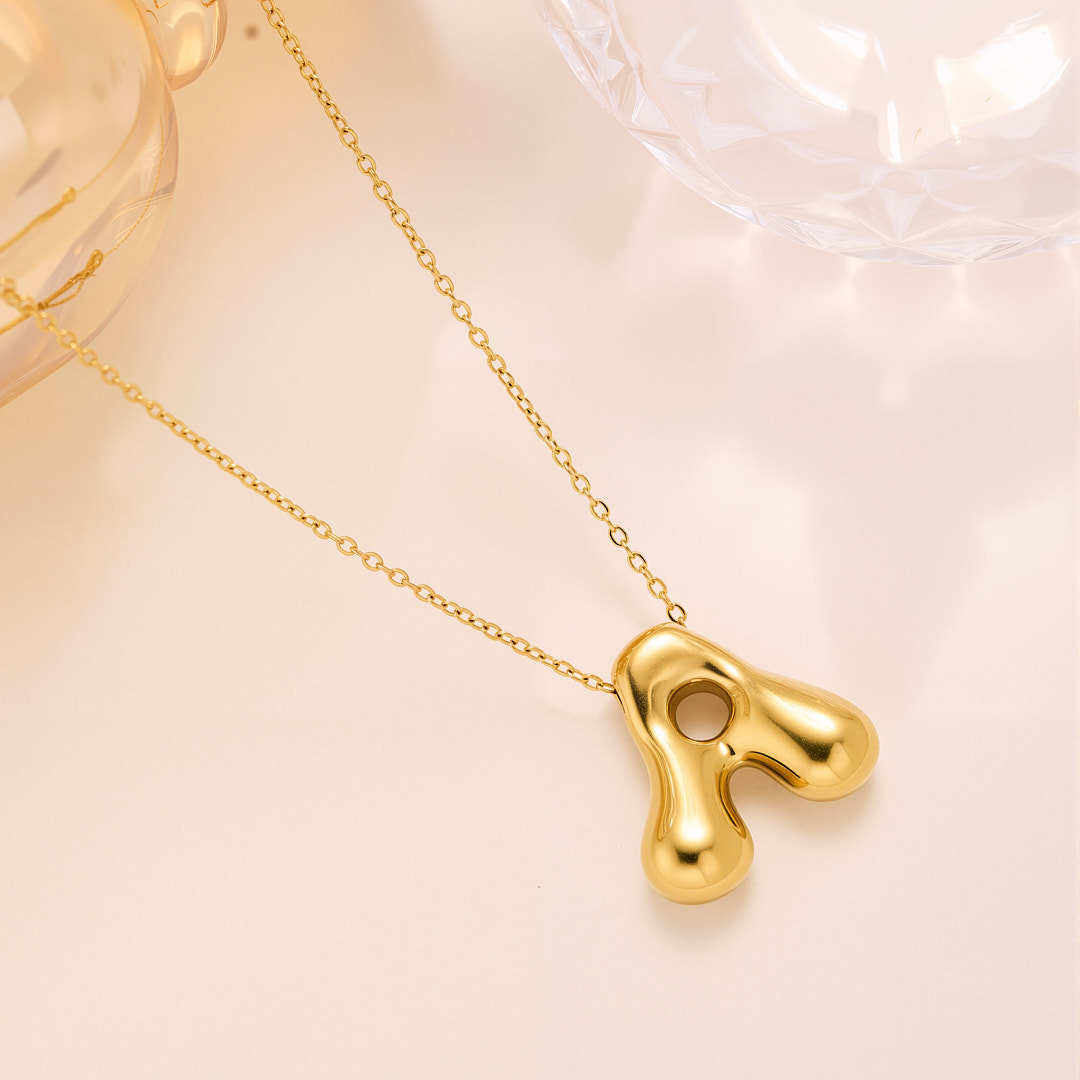 Initial Bubble Letter Necklace-2