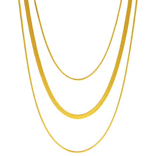 Triple Layer Snake Chain Necklace-0